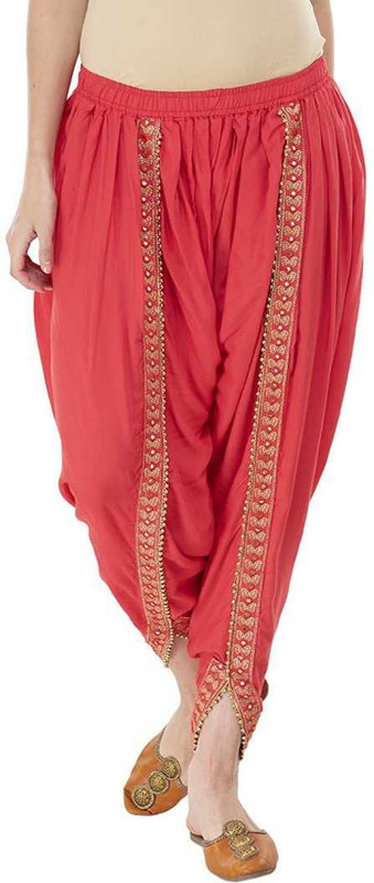 Red Embroidered Dhoti Pants