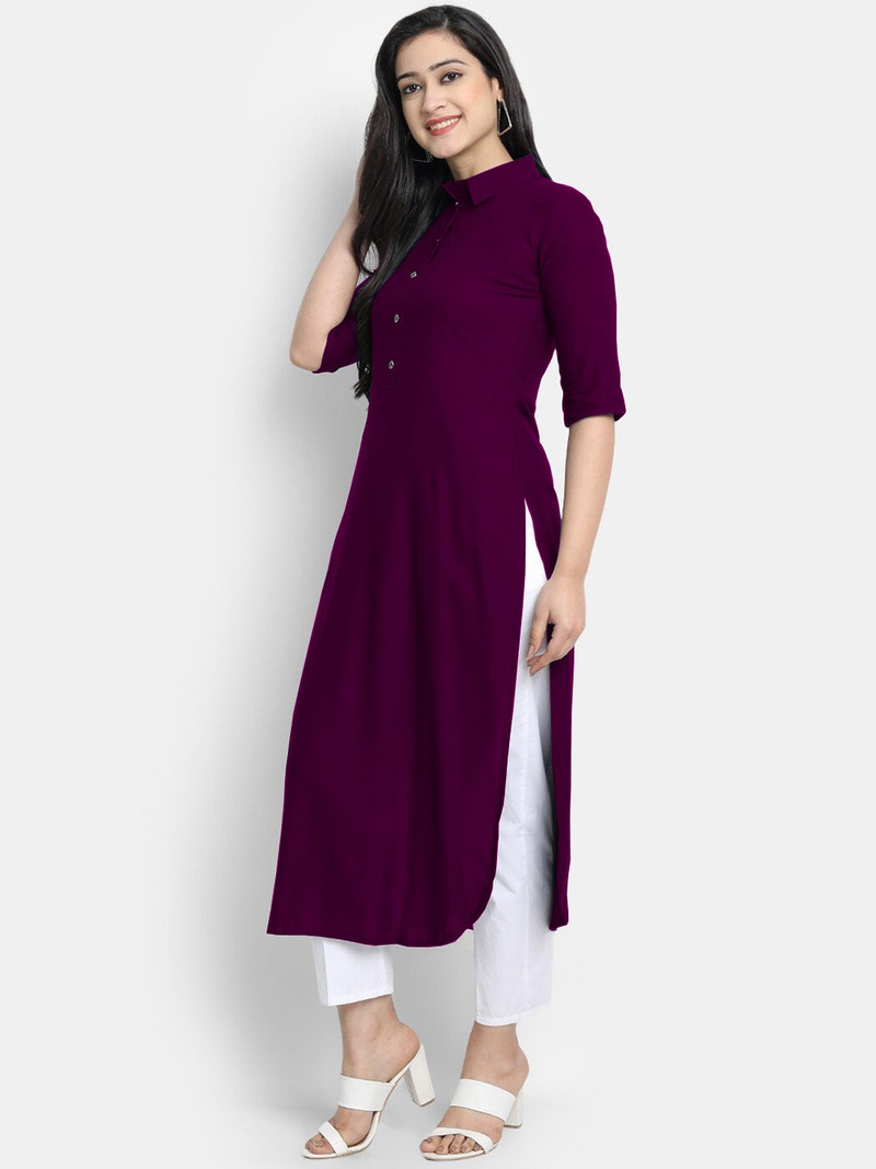 Women's Plum Front-Slit Kurti