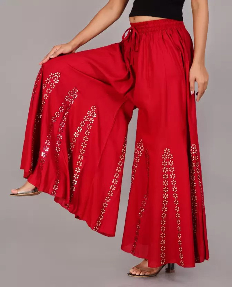 Red Flared Palazzo Pants