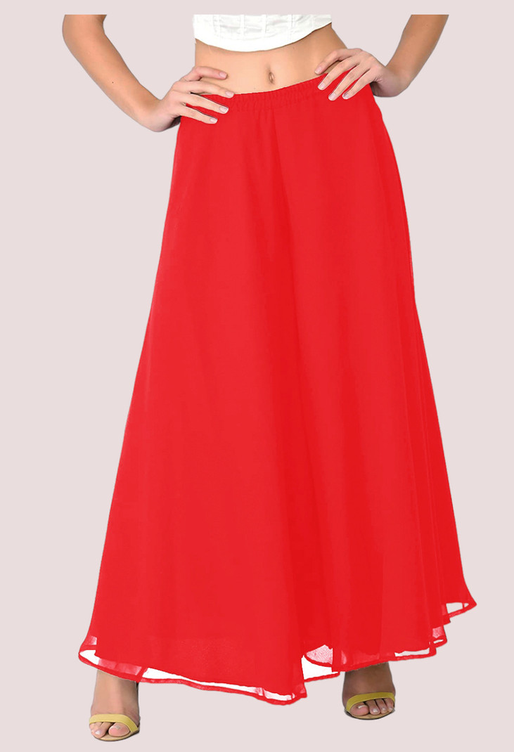 Red Flared Maxi Skirt