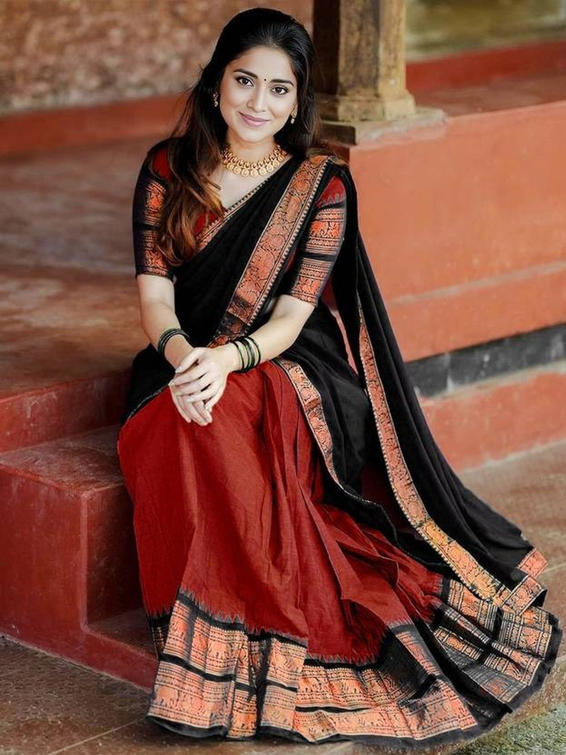 Traditional Red & Black Saree