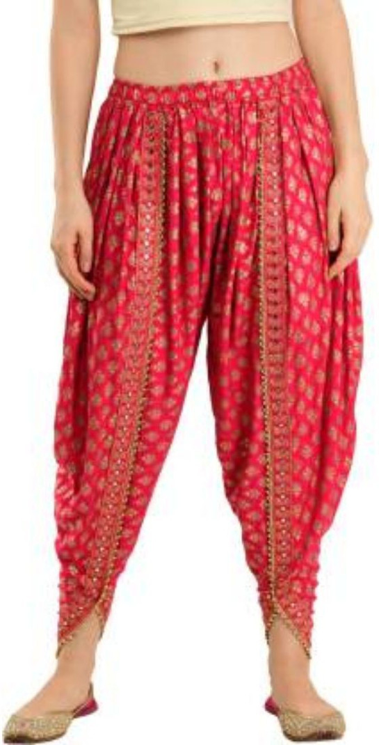Red Printed Dhoti Pants