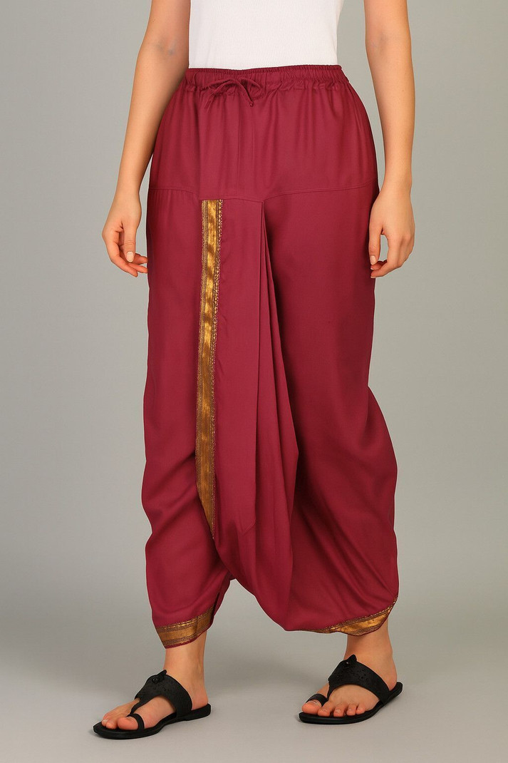 Maroon Dhoti Pants