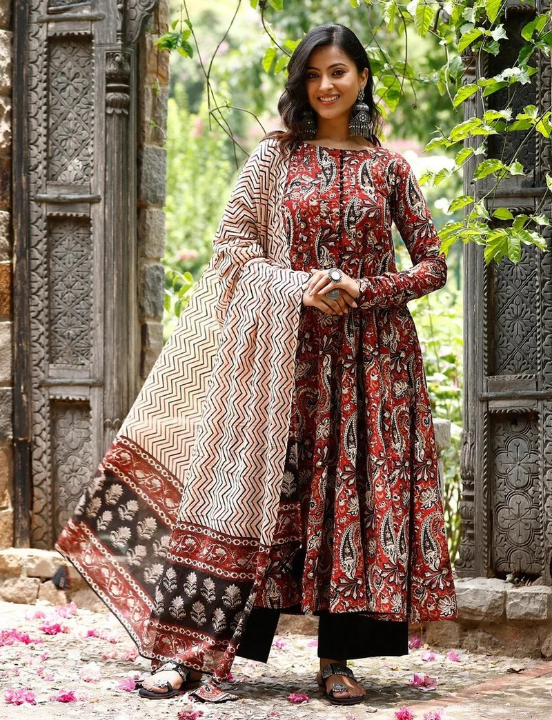 Ethnic Printed Anarkali Suit Set