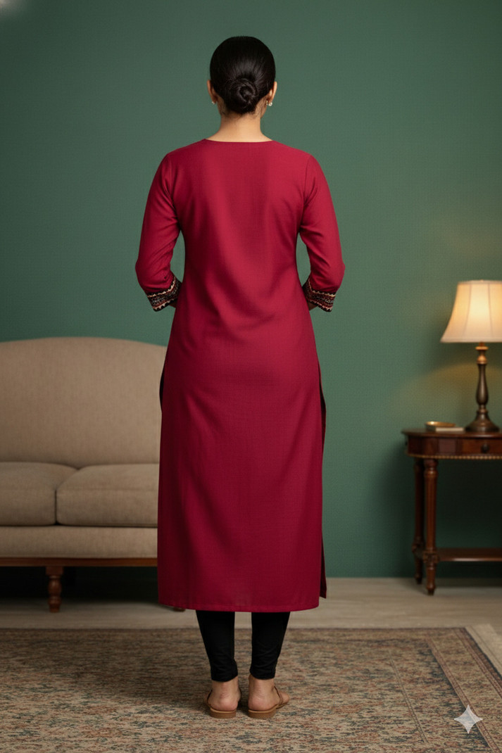 Maroon Printed Kurti