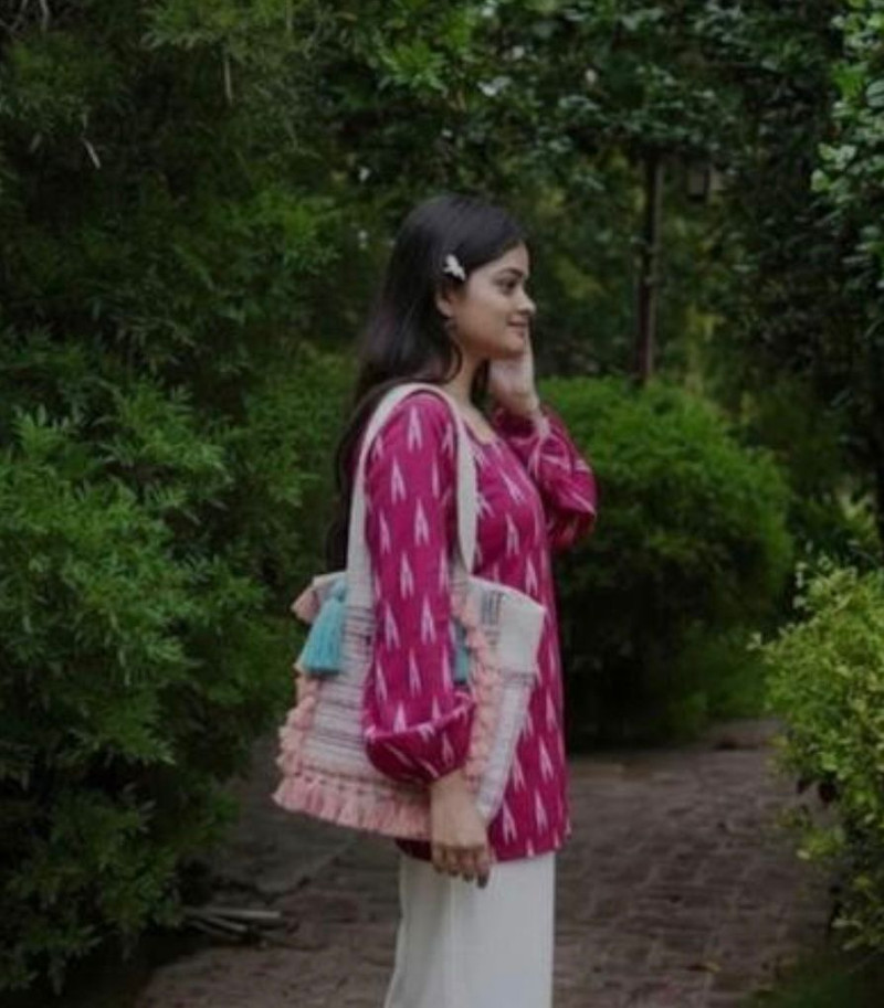 Magenta Ikat Cotton Kurti