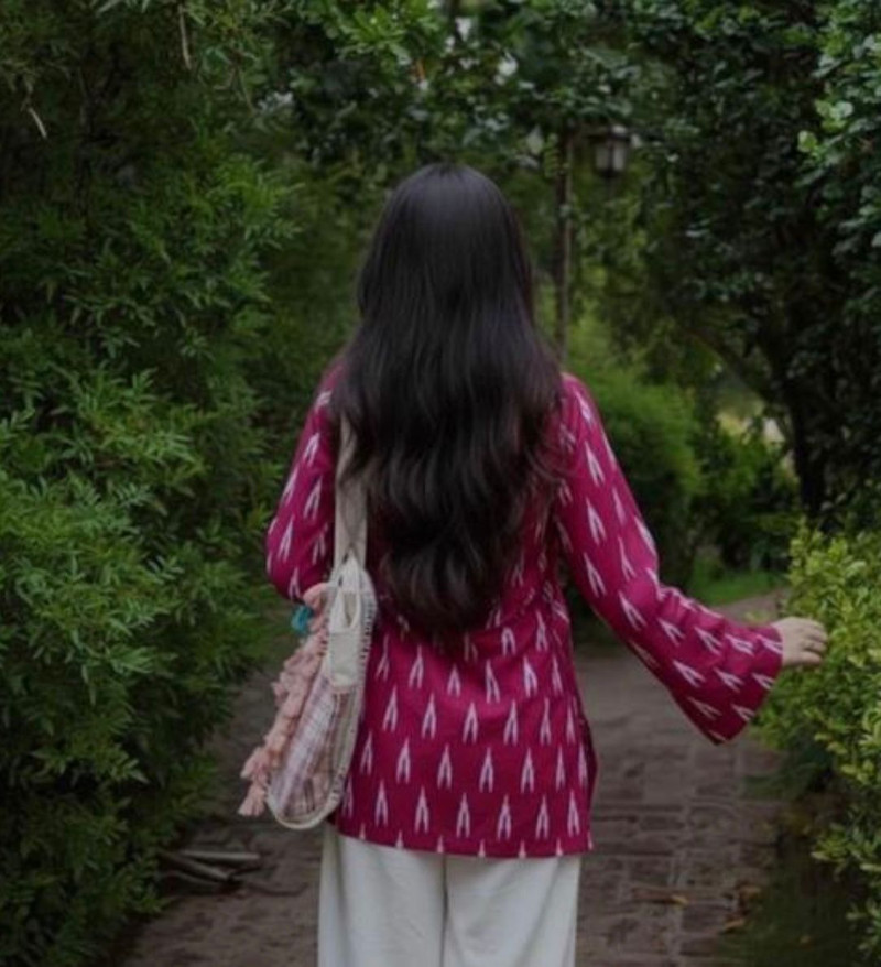 Magenta Ikat Cotton Kurti