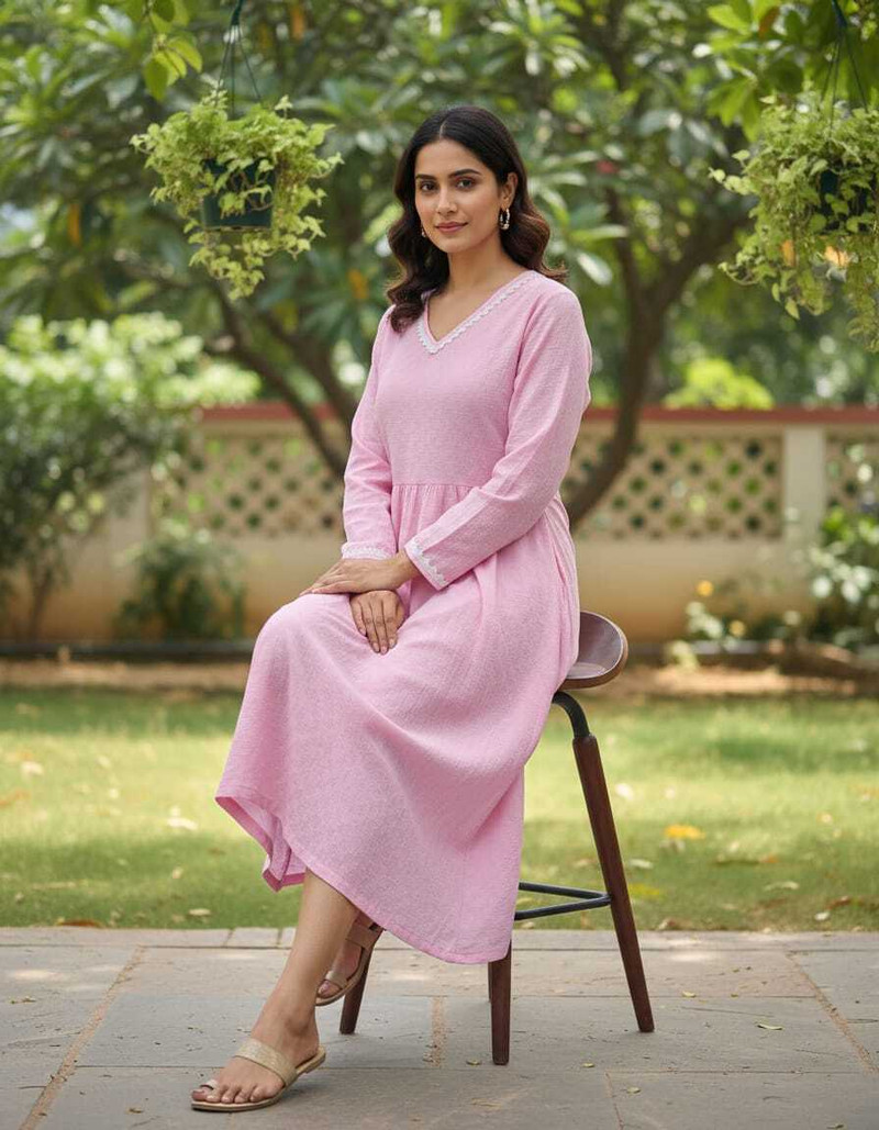 Pink Anarkali Maxi Dress