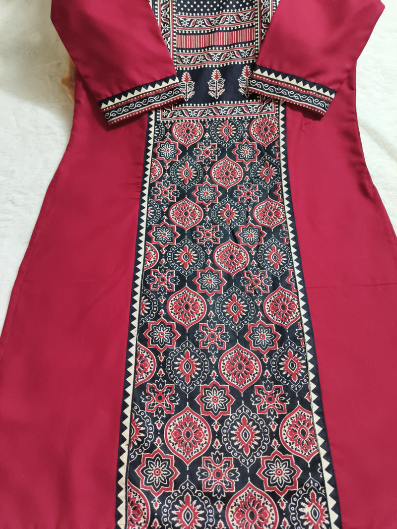 Maroon Printed Kurti