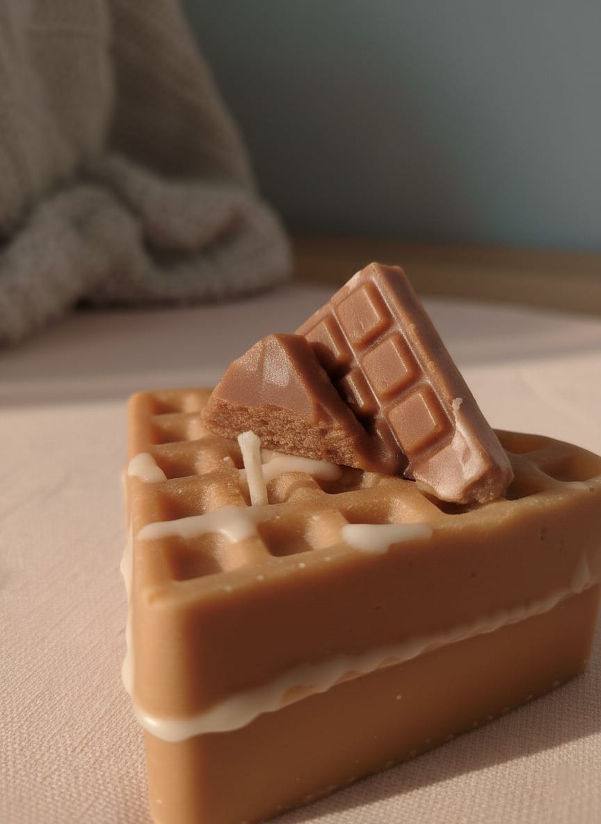 Heart Shaped Waffle Chocolate Scented Candle