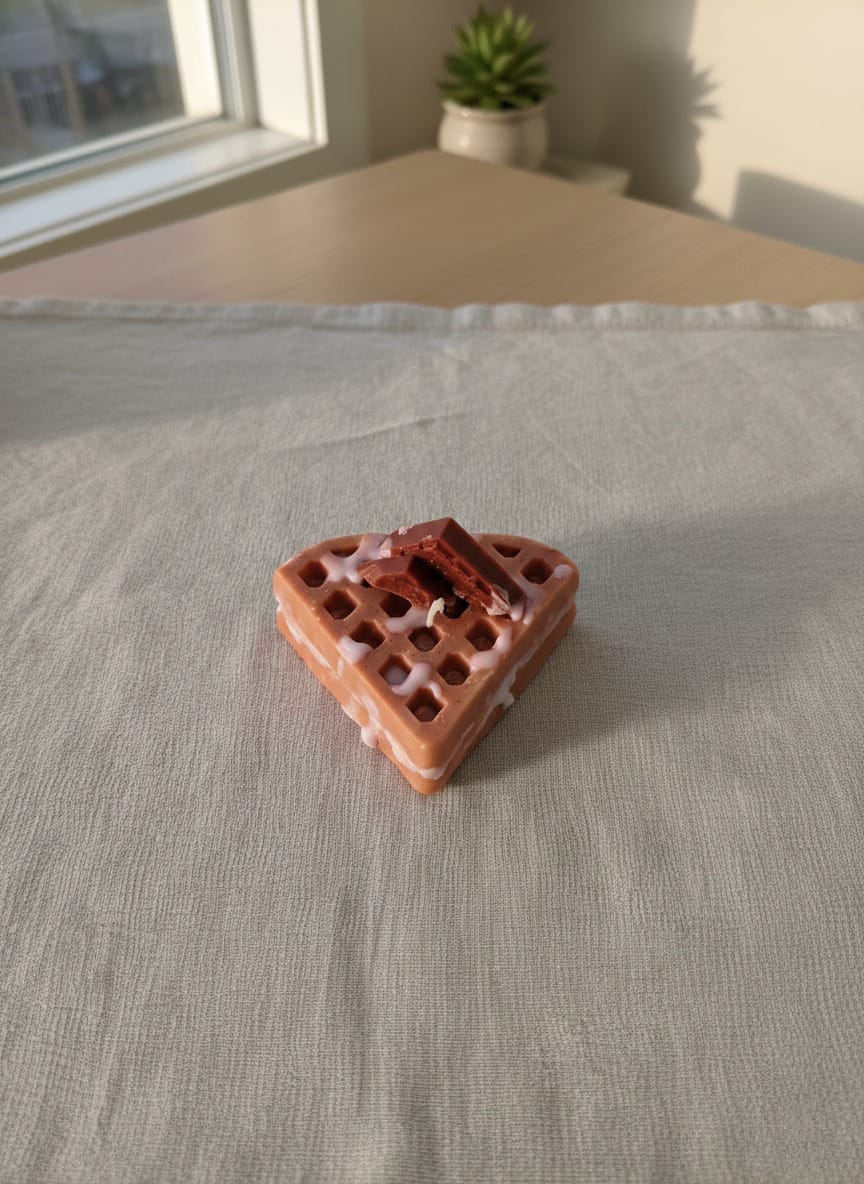 Heart Shaped Waffle Chocolate Scented Candle