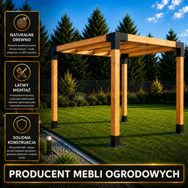 Pergola tarasowa drewniana 220 cm Altana ogrodowa Wiata do auta 