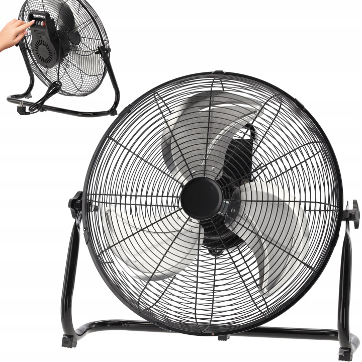 WENTYLATOR PODŁOGOWY CZARNY 70W WIATRAK STOJĄCY ŚREDNICA 50 CM