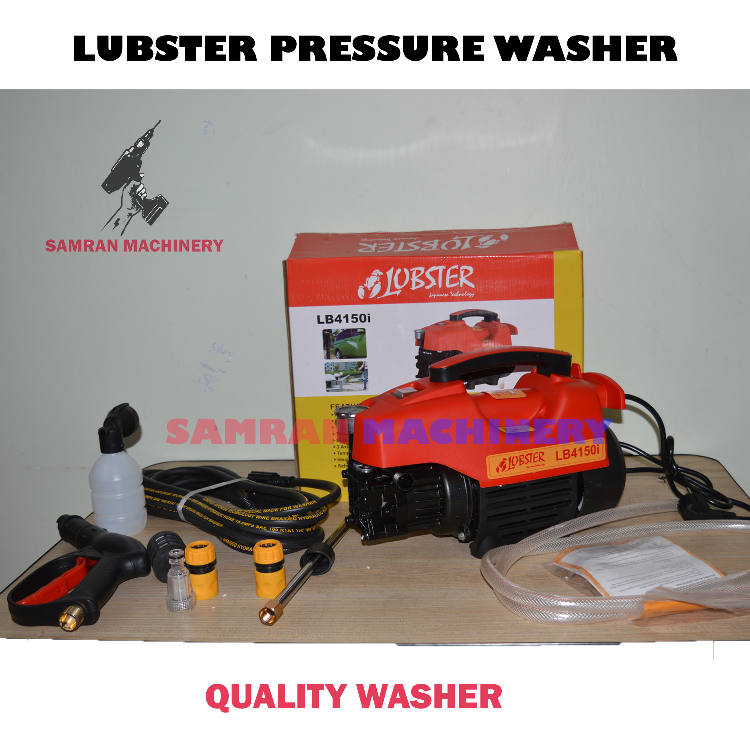 LUBSTER PRESSURE WASHER , 135 BAR, 1900 WATT, SELF SUCTION MOTOR, CAR WASHER, AUTO STOP