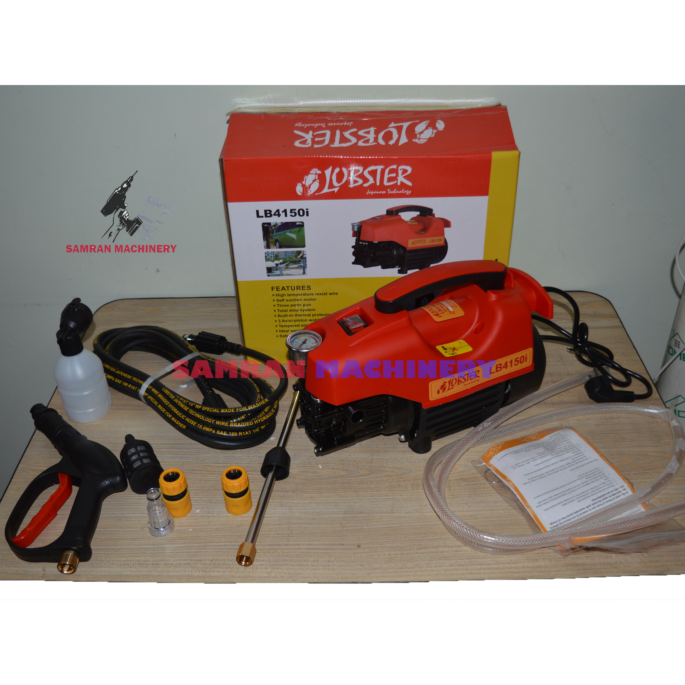 LUBSTER PRESSURE WASHER , 135 BAR, 1900 WATT, SELF SUCTION MOTOR, CAR WASHER, AUTO STOP