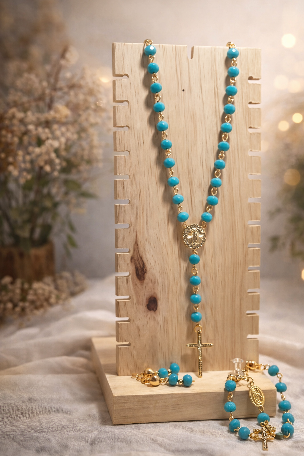 Rosario de cuentas turquesa