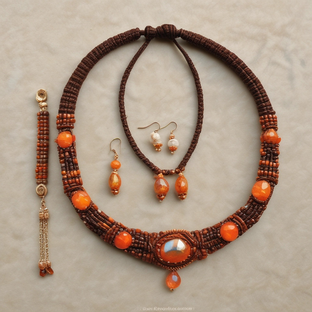 Juego de Bisutería Artesanal Café y Naranja