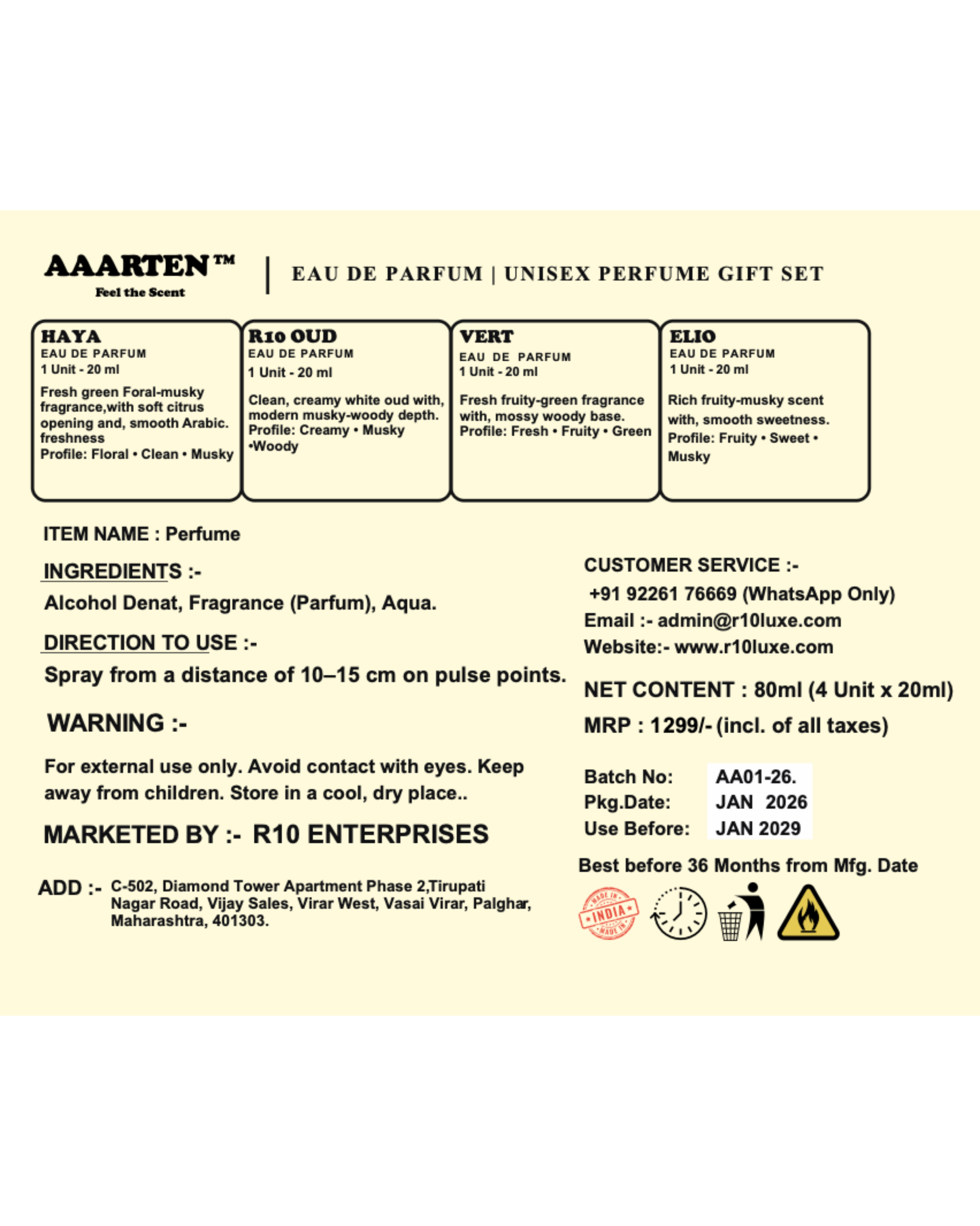 AAARTEN Unisex Perfume Gift Set