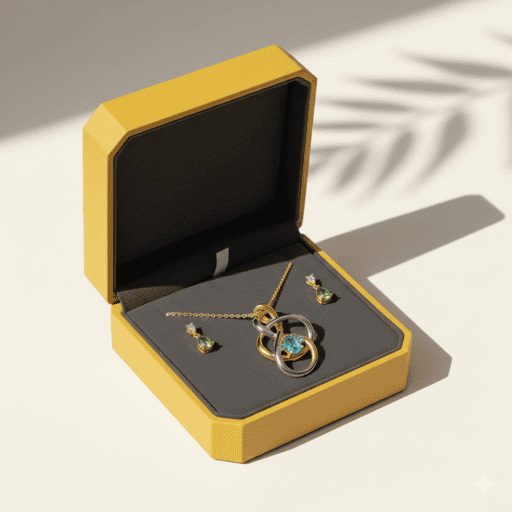 Set de joyería dorada con piedras