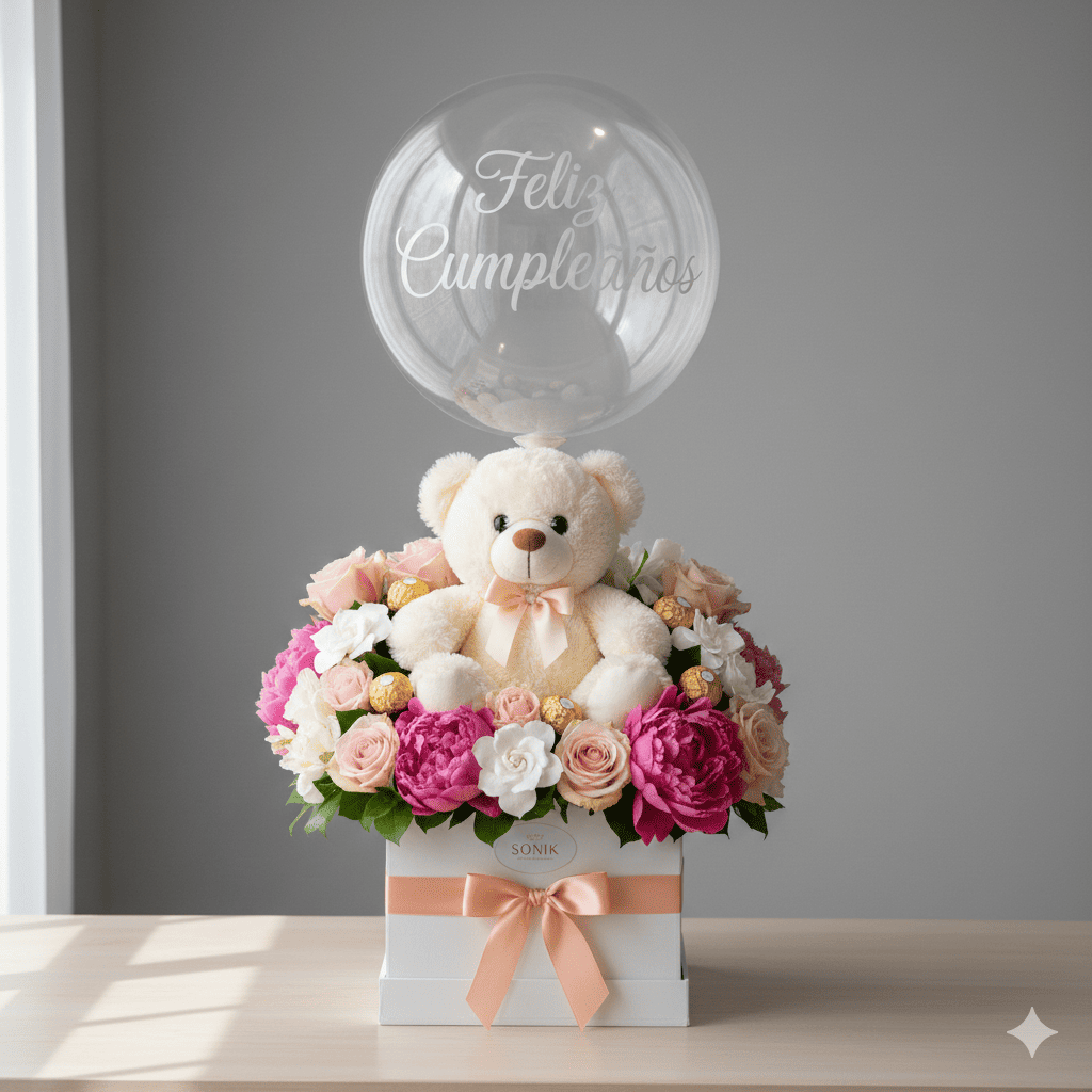 Sonik Box Floral con Osito y Globo