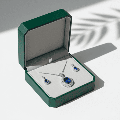 Juego de joyería con zafiro azul