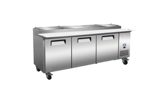 94" 3 Door Pizza Prep Table Cooler Cold Zone CZ-94PPT-3D