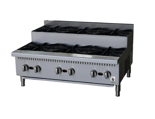 36" 6 Burner NG or LP Countertop Step Up Hot Plate Hot Zone 156,000 BTU HZ-HP36-S
