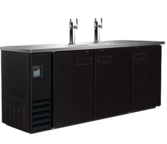 73" 3 Door Keg Cooler 4 Taps 17.26 CuFt Cold Zone CZ-BCBD4-2