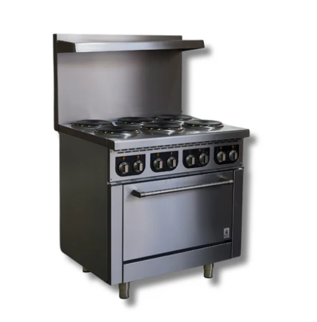 36" Wide Electric Range 6 Hot Plate 208 or 240 Volt, 1 or 3 Phase, Hot Zone HZ-ER36