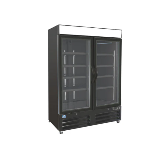 *49" Upright Glass 2 Door Black Merchandiser Refrigerator Cold Zone CZ-R49-G2/B