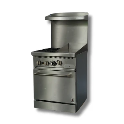 24" Gas Range w/ 12" Griddle, 2 Hot Plates & Built in Convection Oven, LP or NG, Hot Zone HZ-CR24-12MG