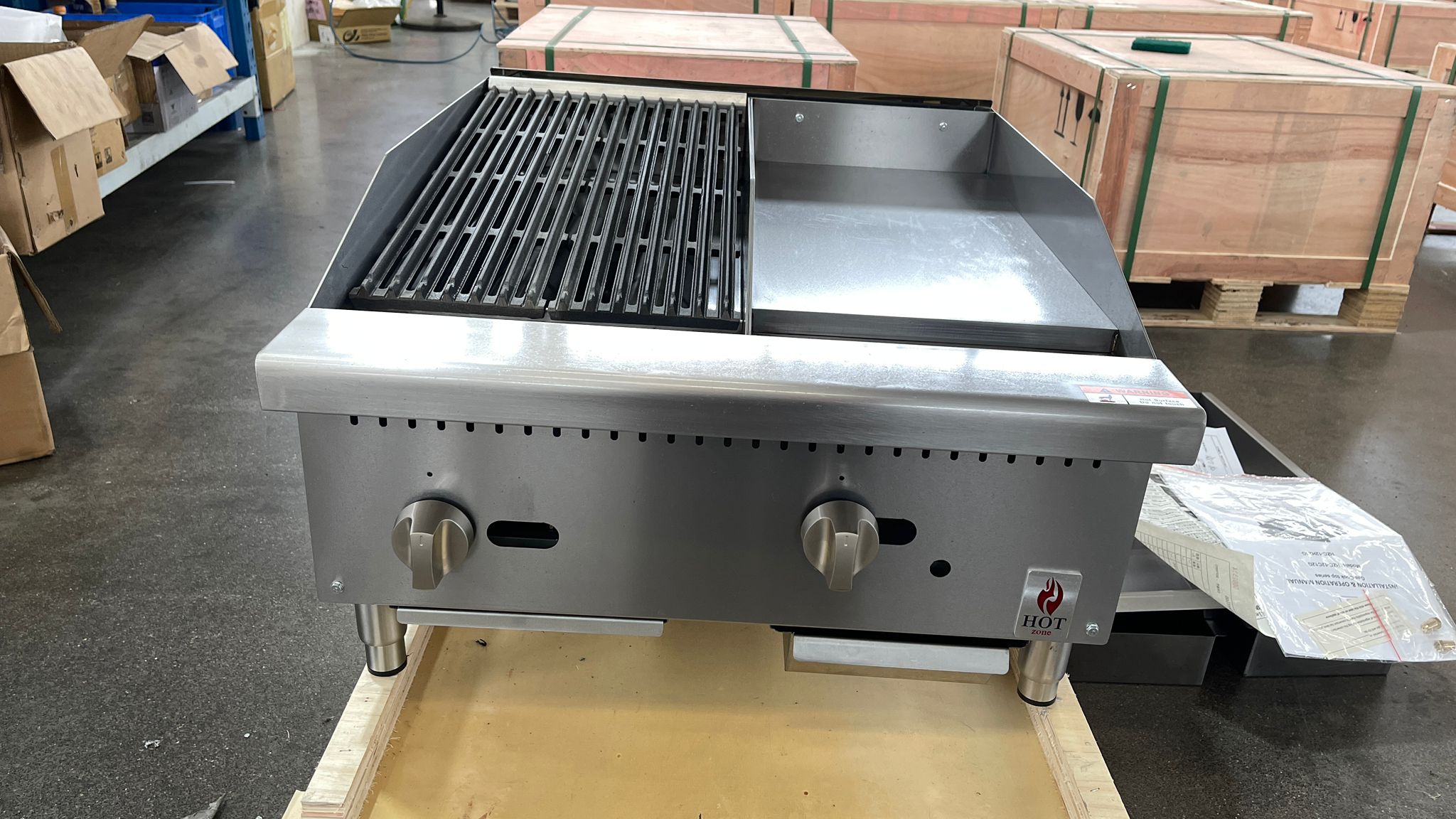 24" Countertop Combination Gas Charbroiler and Griddle, NG or LP Hot Zone HZ-12C12G