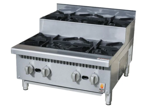 24" 4 Burner NG or LP Countertop Step Up Hot Plate Hot Zone 104,000 BTU HZ-HP24-S