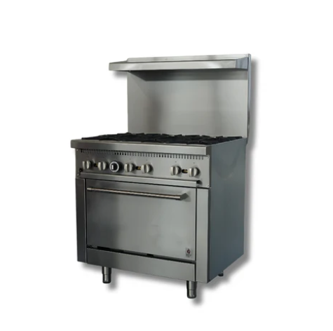 36" Wide 6 Burner Stove Top LPG or NG Gas Range w/ Built in Convection Oven Hot Zone HZ-CR36