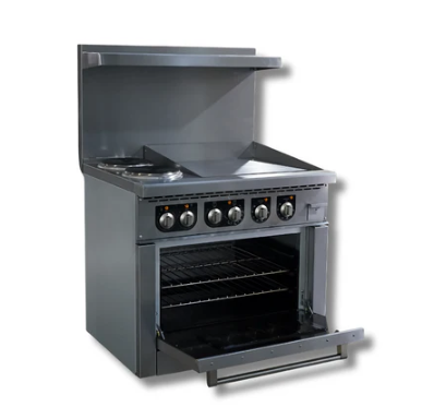 36" Wide Electric Range 2 Hot Plates, 24" Griddle 208 or 240 Volt, 1 or 3 Phase, Hot Zone HZ-ER36-24G