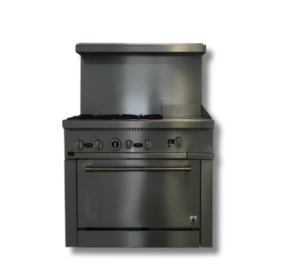 36" with 12" Griddle 4 Burner Stove Top, LP or NG Gas Range w/ Built in Convection Oven, Hot Zone HZ-CR36-12MG