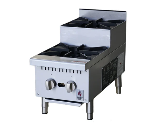 12" 2 Burner Natural Gas or Propane Countertop Step Up Hot Plate Hot Zone 52,000 BTU HZ-HP12-S