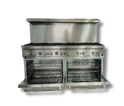 60" Wide Gas Range With 10 Hot Plates & 2 Built in Convection Ovens, LP or NG, Hot Zone HZ-CR60