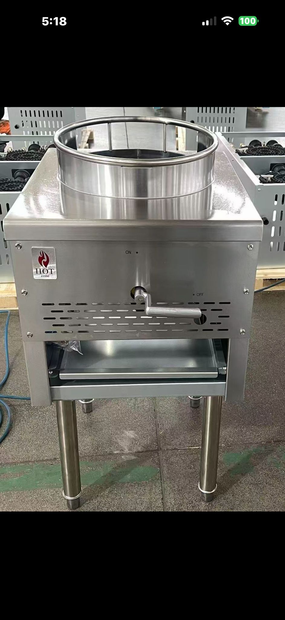 13" Ring Single Chamber Gas Wok Range 95,000 BTU - NG or LP, Hot Zone HZ-Wok13