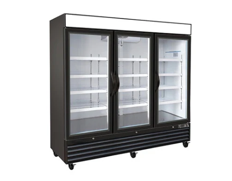 81" Glass 3 Door Reach In Freezer 72 CuFt Cold Zone CZ-81F-G3