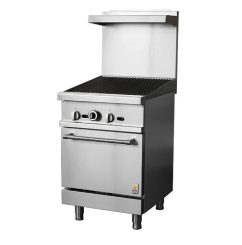 24" Charbroiler, LP or NG Gas Range w/ Built in Convection Oven, Hot Zone HZ-CR24-24CB