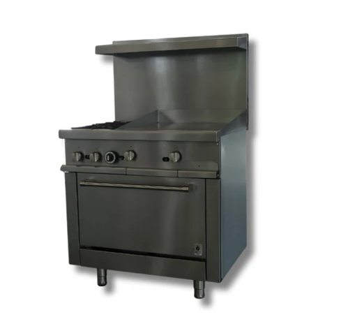 36" Wide 24" Griddle With 2 Burner Stove Top LPG or NG Gas Range Oven Hot Zone HZ-R36-24MG