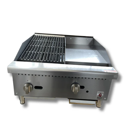 24" Countertop Combination Gas Charbroiler and Griddle, NG or LP Hot Zone HZ-12C12G