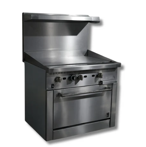 36" Wide Gas Range Griddle, w/ Built in Convection Oven, LPG or NG, Hot Zone HZ-CR36-36MG