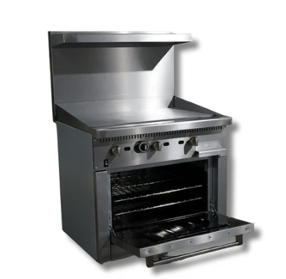 36" Wide Gas Range Griddle, w/ Built in Convection Oven, LPG or NG, Hot Zone HZ-CR36-36MG