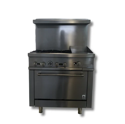 36" Wide 12" Griddle and 4 Burner Stove Top LPG or NG, Gas Oven Range Hot Zone HZ-R36-12MG