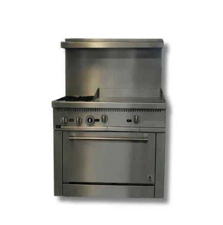 36" Wide 24" Griddle With 2 Burner Stove Top LPG or NG Gas Range w/ Built in Convection Oven Hot Zone HZ-CR36-24MG