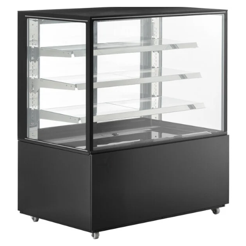 49" Square Glass Floor Standing Black Refrigerated Display Case Cooler Cold Zone CZ-371BK