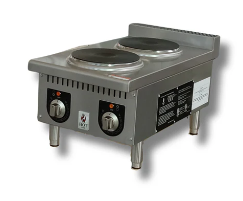 15" 2 Burner Electric Countertop Hot Plate 2000 Watts 1 Phase Hot Zone HZ-EHP-15