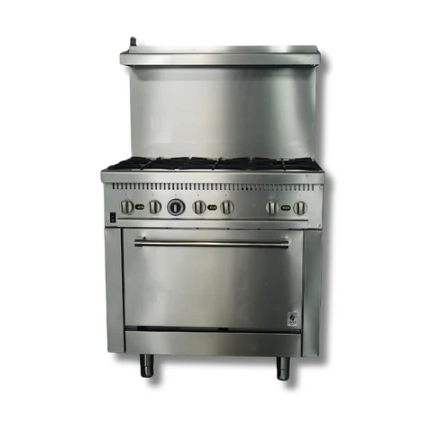 36" Wide 6 Burner Stove Top LPG or NG Gas Range w/ Built in Convection Oven Hot Zone HZ-CR36
